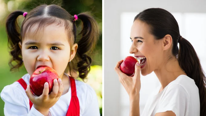A fresh red apple on a wooden table symbolizes its health benefits, such as improved digestion, heart health, and immune support.