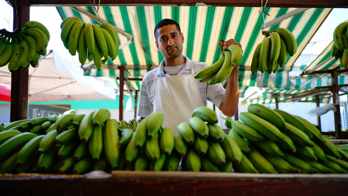Raw bananas on a wooden surface highlight their health benefits, such as improved digestion, blood sugar control, and gut health support.